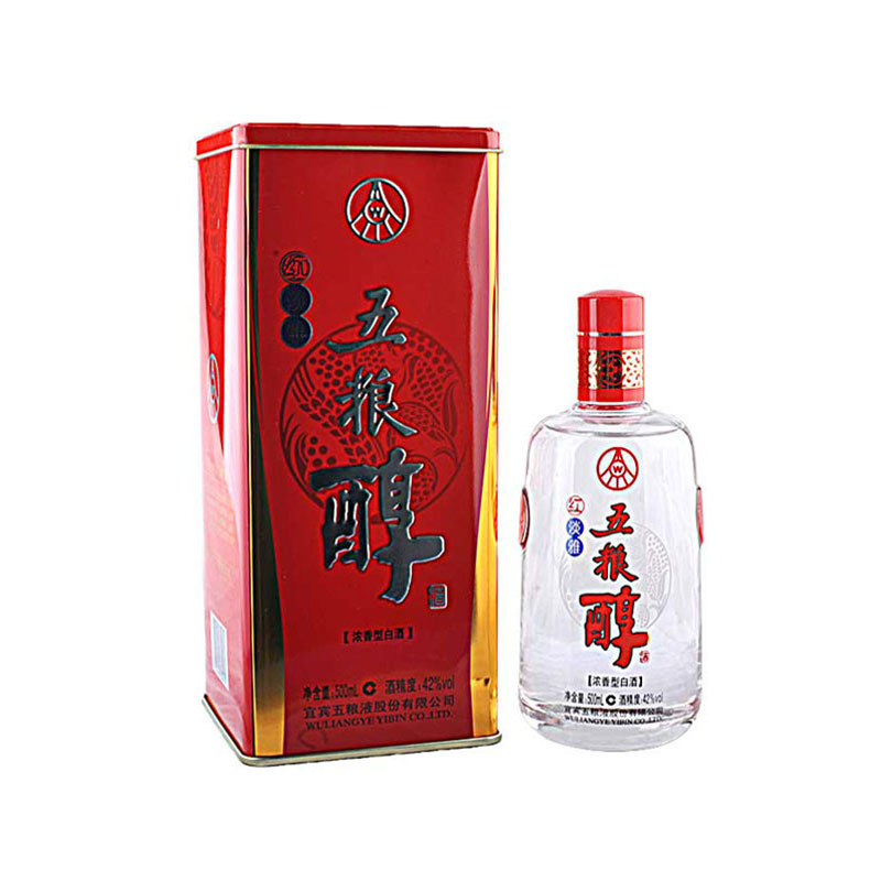 42°五粮醇红淡雅晶玻装500ml