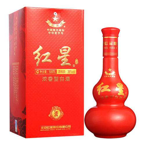 36°红星浓香葫芦瓶500ml ( 1*6) ( 36)